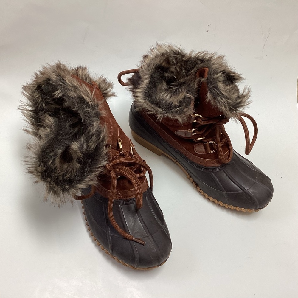 Tommy Hilfiger Women’s Top-Sider Faux Fur Ankle Rubber Duck Boots Size  7M Brown